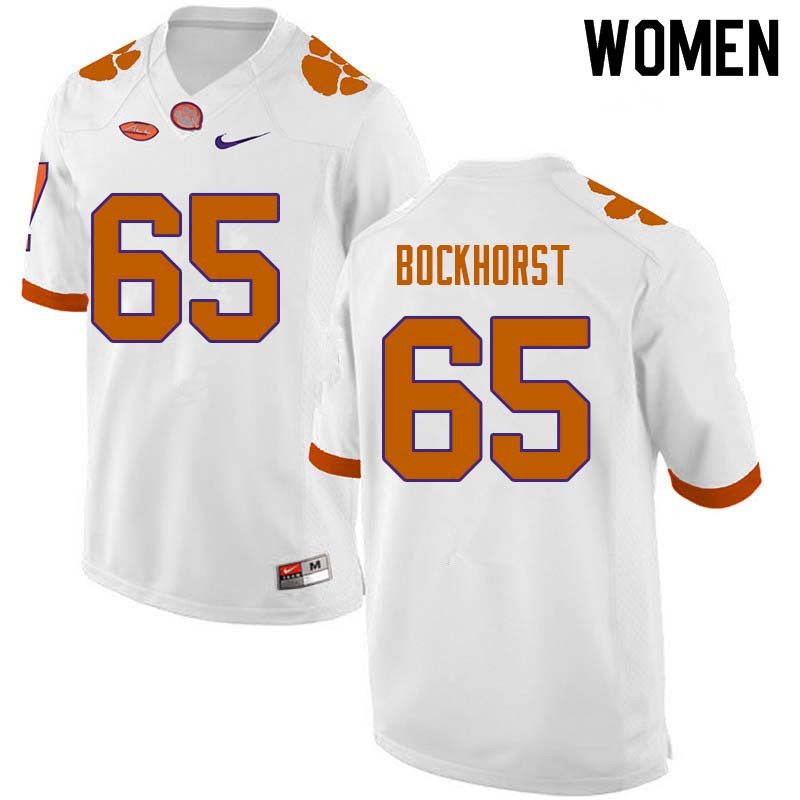 Women #65 Matt Bockhorst Clemson Tigers College Football Jerseys Sale-White - Click Image to Close